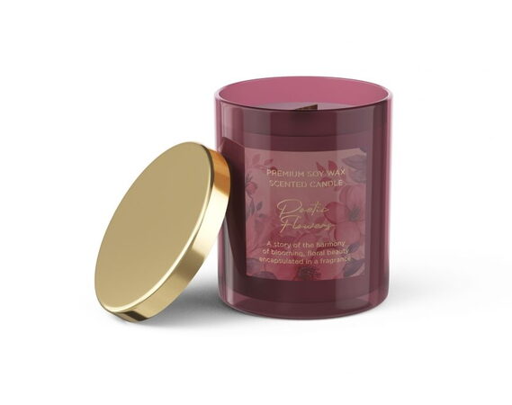 Bartek svíčka vosková ve skle 220g poetické květy se sójovým voskem s dřevěným