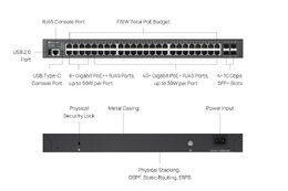 Switch TP-Link SG5452XMPP 40x GLan s POE+, 8x GLan s PoE++, 4x SFP+, 770W, 19", Omáda SDN