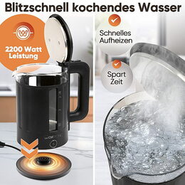 Clatronic WK 3837 G skleněnná rychlovarná konvice 2200W