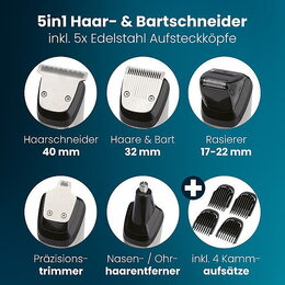 ProfiCare HSM/R 3143 Profesionální zastřihovač vlasů a vousů 5v1 3,7 V / 1200 mAh