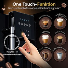 ProfiCook KAV 1281 Plně plnoautomatický kávovar s mlýnkem, tryskou na mléko a dotykovým ovládáním