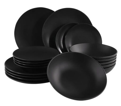 HIT Jídelní sada talířů 18 ks matná černá HT-24327160sleva