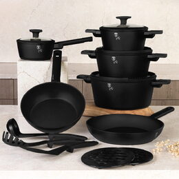 BERLINGERHAUS Sada nádobí s titanovým povrchem 15 ks Matte Black Collection BH-8198sleva