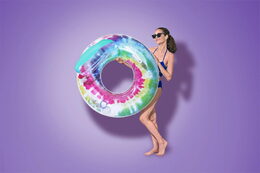 Kruh Bestway nafukovací křeslo s úchyty Tie Dye, 118 x 117 cm