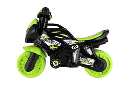 Odrážedlo motorka zeleno-černá plast na baterie se světlem se zvukem v sáčku 36x53x74cm