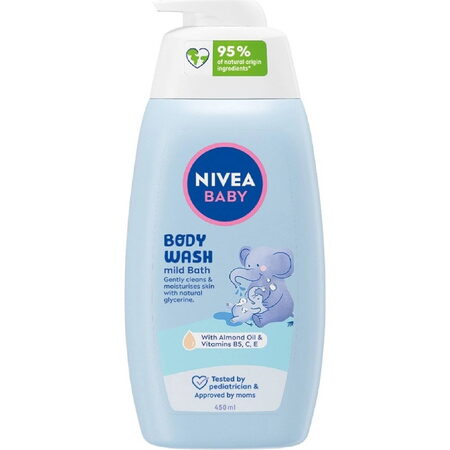 Nivea Baby Body Wash Mild Bath sprchový a mycí gel pro jemnou koupel 450 ml