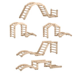 BusyKids Dřevěné domácí žebřiny s hrazdou nelakované