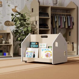 BusyKids Oboustranná knihovna na kolečkách bílá