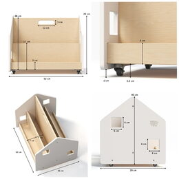 BusyKids Oboustranná knihovna na kolečkách bílá