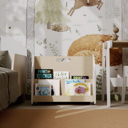 BusyKids Oboustranná knihovna na kolečkách bílá