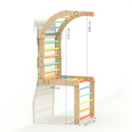 BusyKids Dřevěné domácí žebřiny s hrazdou duhové