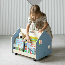 BusyKids Oboustranná knihovna na kolečkách modrá