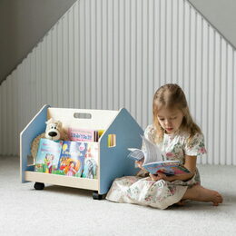 BusyKids Oboustranná knihovna na kolečkách modrá