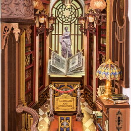 RoboTime 3D skládačka Zarážka na knihy Miniatura domečku Knihovna divů