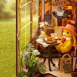 RoboTime 3D skládačka Zarážka na knihy Miniatura domečku Prázdninová kavárna