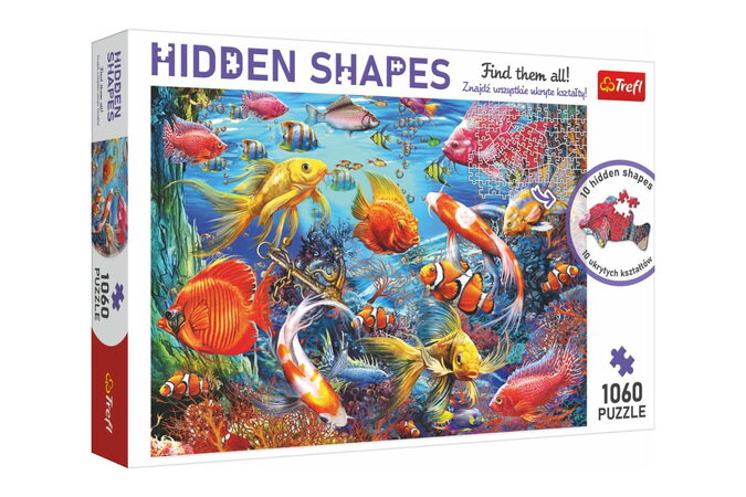 Puzzle Život pod vodou - Skryté tvary 1060 dílků 68x48cm v krabici 40x27x6cm