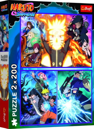 Puzzle 2v1 Nindža z vesnice Hidden Leaf/Naruto 2x200 dílků 41x27,5cm v krabici 26x34x4,5cm