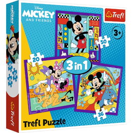Puzzle 3v1 Mickey a jeho veselá parta 20x19,5cm v krabici 28x28x6cm