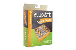 Bludiště/hlavolam Do úkrytu plast 12x12cm balanční hra 2 barvy v krabičce 13x18x4cm