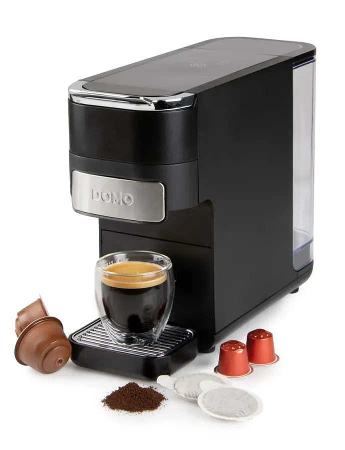 Kávovar 4v1 na pody i na kapsle - černý - DOMO DO748K