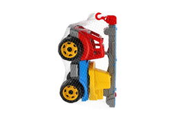 Auto stavební jeřáb plast 3 barvy v síťce 19x21x36 cm