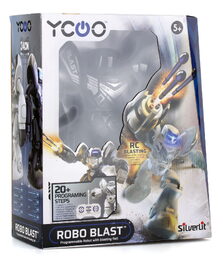Robot Blast RC plast 2,4 GHz 30cm na ovládání na baterie se zvukem,světlem černý v krabici 30x37cm