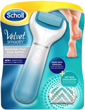 SCHOLL Velvet smooth elektrický pilník na chodidla s mořskými minerály, modrý, 2 rychlosti