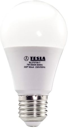 Tesla LED žárovka BULB E27 7W 230V 600lm 25 000h 3000K teplá bílá 220°