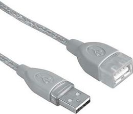 Kabel Hama USB, 3m, prodlužovací - šedý