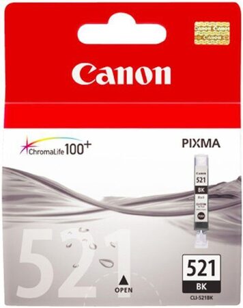 Inkoustová náplň Canon CLI-521Bk, 665 stran, originální - černá (CLI521BK)