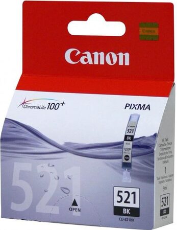 Inkoustová náplň Canon CLI-521Bk, 665 stran, originální - černá (CLI521BK)
