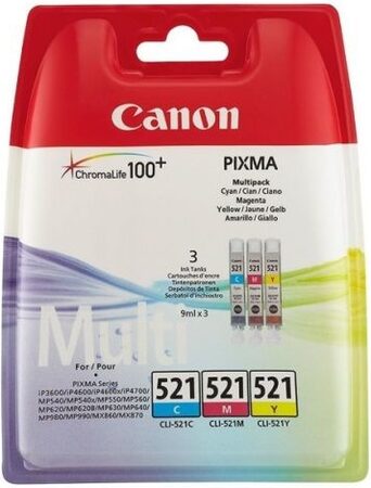 Inkoustová náplň Canon CLI-521, 350 stran, CMY