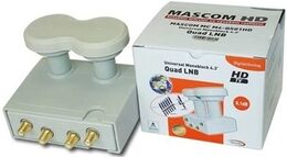 Konvertor LNB Mascom Monoblok Quad LNB MCM4QS01HD, 4. účastníci / 2 družice, bílý