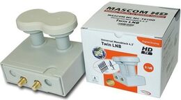 Konvertor LNB Mascom Monoblok Twin MCM4T01HD Gold LNB 4,3st, 2 účastníci / 2 družice