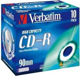 Disk Verbatim CD-R 800MB/90min, 40x, Extra Protection jewel box, 10ks