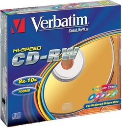 Disk Verbatim CD-RW DL 700MB/80min. 8x-12x, colors, slim box, 5ks