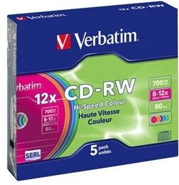 Disk Verbatim CD-RW DL 700MB/80min. 8x-12x, colors, slim box, 5ks