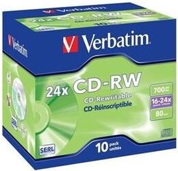 Disk Verbatim CD-RW DL 700MB/80min. 8x-12x, colors, slim box, 5ks