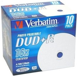 Disk Verbatim DVD+R 4,7GB, 16x, printable, jewel box, 10ks