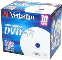 Disk Verbatim DVD-R 4.7GB, 16x, printable, jewel box, 10ks