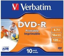 Disk Verbatim DVD-R 4.7GB, 16x, printable, jewel box, 10ks