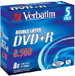 Disk Verbatim DVD+R DualLayer, 8,5GB, 8x, 5ks