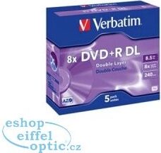 Disk Verbatim DVD+R DualLayer, 8,5GB, 8x, 5ks