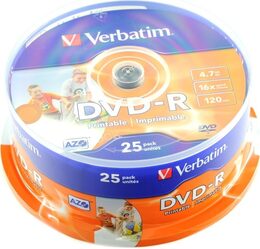 Disk Verbatim DVD-R 4.7GB, 16x, Printable 25cake