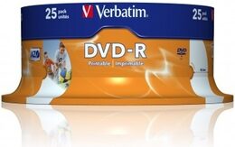 Disk Verbatim DVD-R 4.7GB, 16x, Printable 25cake