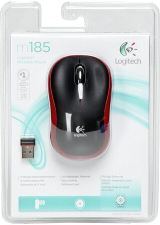 Myš Logitech Wireless Mouse M185 / optická / 3 tlačítka / 1000dpi - červená (910002240)