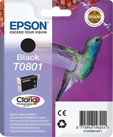 Inkoustová náplň Epson T0801, 7,4 ml - černá