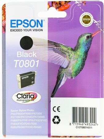 Inkoustová náplň Epson T0801, 7,4 ml - černá