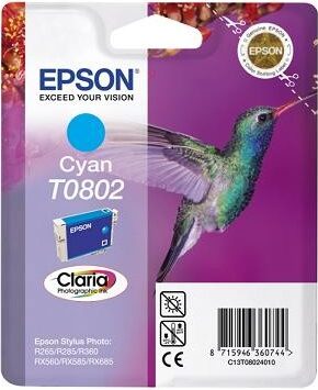 Inkoustová náplň Epson T0802, 7,4 ml - azurová