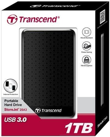 HDD ext. 2,5'' Transcend StoreJet 25A3K 1TB - černý (TS1TSJ25A3K)